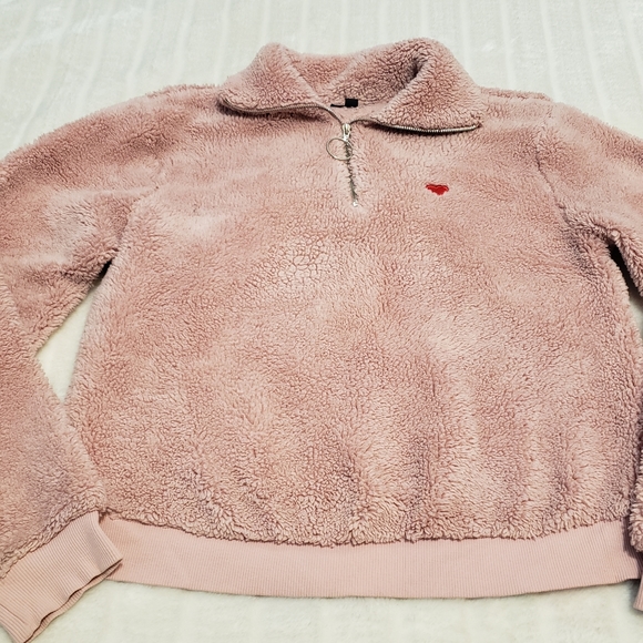 Topshop Pink Fuzzy Teddy 1/4 Zip Sweater - Picture 5 of 16